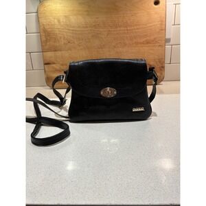 Bessel Italian Leather Black Crossbody With Gold Hardware